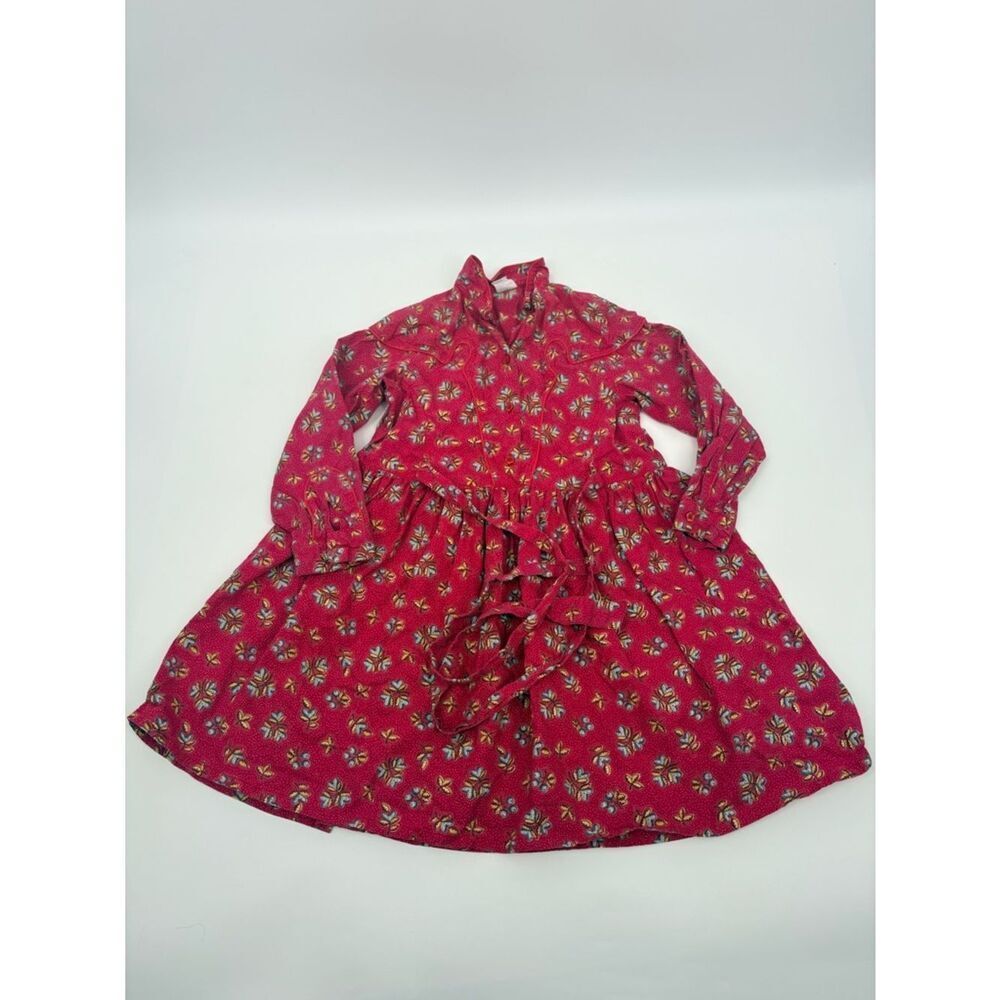 Vintage girls Red Floral Long Sleeve Dress